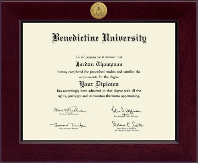 Benedictine University diploma frame - Century Gold Engraved Diploma Frame in Cordova