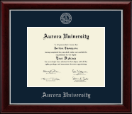 Aurora University Silver Embossed Diploma Frame in Gallery Silver