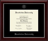 Benedictine University Silver Embossed Diploma Frame in Gallery Silver