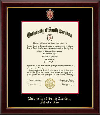 University of South Carolina School of Law diploma frame - Masterpiece Medallion Diploma Frame in Gallery