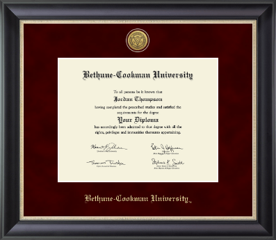 Bethune-Cookman University diploma frame - Gold Engraved Medallion Diploma Frame in Noir