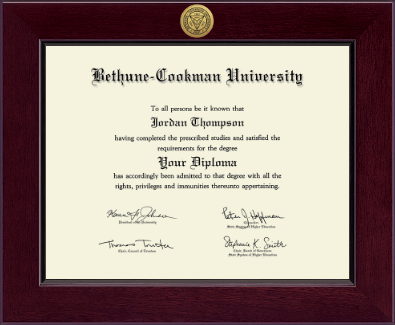 Bethune-Cookman University diploma frame - Century Gold Engraved Diploma Frame in Cordova