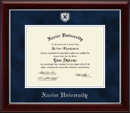 Xavier University Shield Masterpiece Medallion Diploma Frame in Gallery Silver