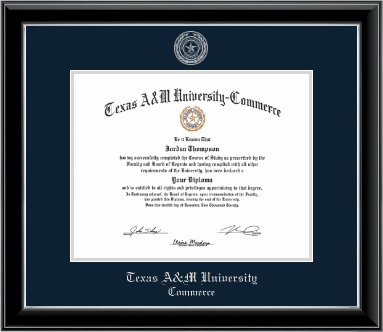 Texas A&M University - Commerce diploma frame - Silver Embossed Diploma Frame in Onyx Silver
