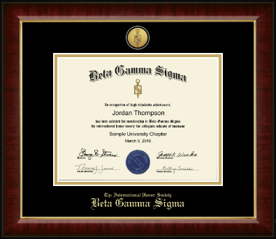Beta Gamma Sigma Honor Society certificate frame - Gold Engraved Medallion Certificate Frame in Murano