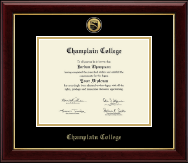 Champlain College Gold Engraved Medallion Diploma Frame in Gallery