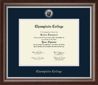 Champlain College diploma frame - Silver Engraved Medallion Diploma Frame in Devonshire