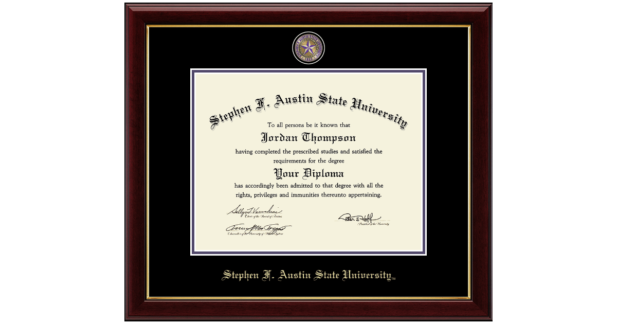 Masterpiece Medallion Diploma Frame in Gallery Stephen F. Austin State