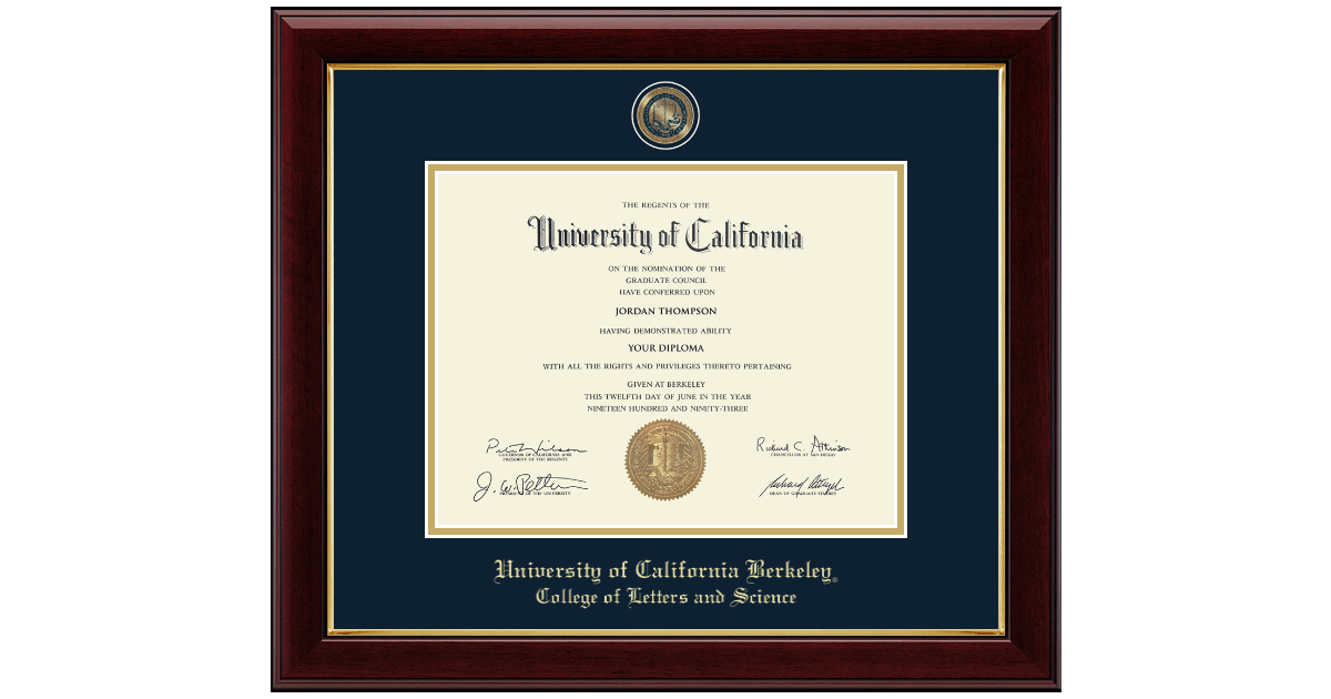 Masterpiece Medallion Diploma Frame in Gallery University of California