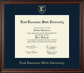 East Tennessee State University diploma frame - Gold Embossed Diploma Frame in Studio