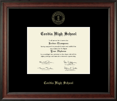 Cordia High School diploma frame - Gold Embossed Diploma Frame in Studio