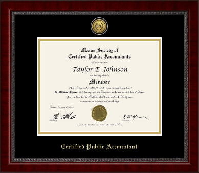 Maine Society of Certified Public Accountants certificate frame - Gold Engraved Medallion Certificate Frame in Sutton
