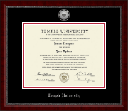 Temple University Silver Engraved Medallion Diploma Frame in Sutton