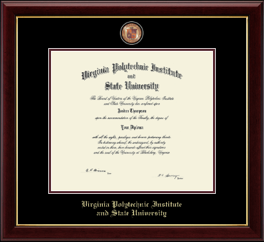 Virginia Tech diploma frame - Masterpiece Medallion Diploma Frame in Gallery
