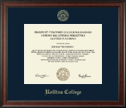 Rollins College Gold Embossed Diploma Frame in Studio