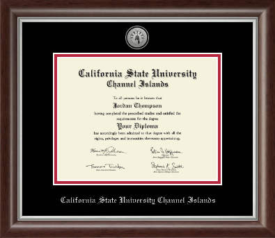 California State University Channel Islands diploma frame - Silver Engraved Medallion Diploma Frame in Devonshire
