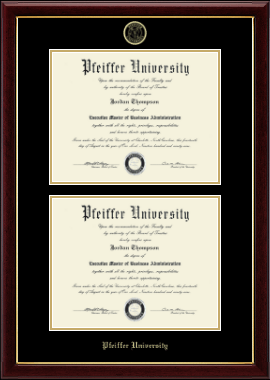 Pfeiffer University diploma frame - Double Diploma Frame in Gallery