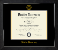 Pfeiffer University Yellow Embossed Diploma Frame in Eclipse