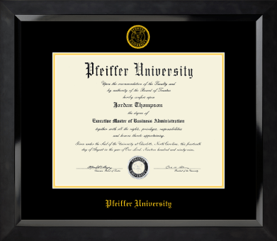 Pfeiffer University diploma frame - Yellow Embossed Diploma Frame in Eclipse