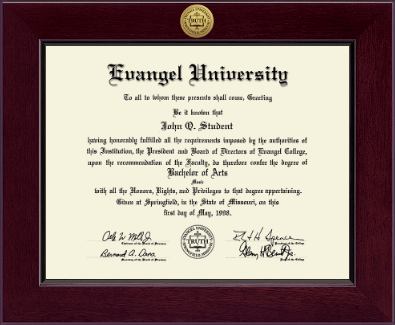 Evangel University diploma frame - Century Gold Engraved Diploma Frame in Cordova