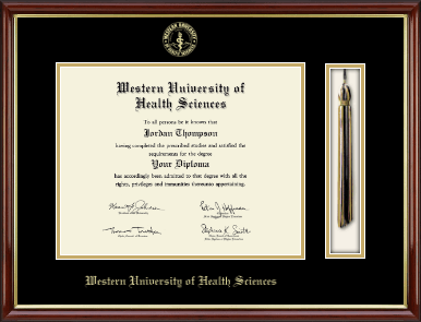 Western University of Health Sciences diploma frame - Tassel & Cord Diploma Frame in Southport Gold
