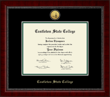 Castleton State College diploma frame - Gold Engraved Medallion Diploma Frame in Sutton