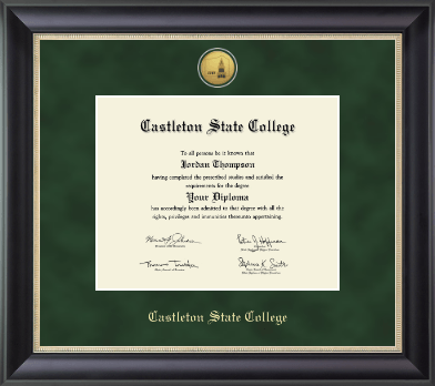 Castleton State College diploma frame - Gold Engraved Medallion Diploma Frame in Noir