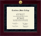 Castleton State College Millennium Gold Engraved Diploma Frame in Cordova