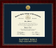 Baptist Bible College and Seminary Gold Engraved Medallion Diploma Frame in Sutton