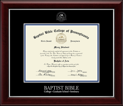 Baptist Bible College and Seminary diploma frame - Silver Embossed Diploma Frame in Gallery Silver