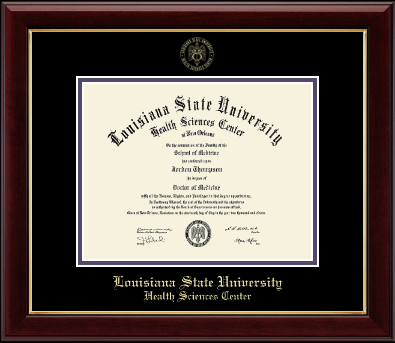 Louisiana State University Health Sciences Center diploma frame - Gold Embossed Diploma Frame in Gallery