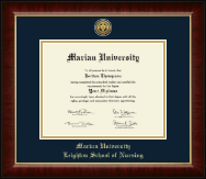 Marian University in Indiana diploma frame - Gold Engraved Medallion Diploma Frame in Murano