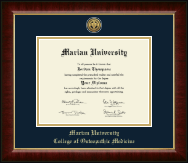 Marian University in Indiana diploma frame - Gold Engraved Medallion Diploma Frame in Murano