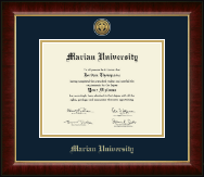 Marian University in Indiana Gold Engraved Medallion Diploma Frame in Murano
