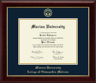 Marian University in Indiana diploma frame - Gold Embossed Diploma Frame in Gallery
