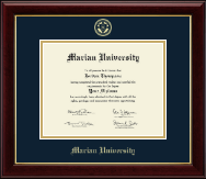 Marian University in Indiana diploma frame - Gold Embossed Diploma Frame in Gallery