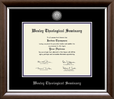 Wesley Theological Seminary diploma frame - Silver Engraved Medallion Diploma Frame in Devonshire