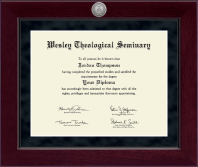 Wesley Theological Seminary diploma frame - Millennium Silver Engraved Diploma Frame in Cordova