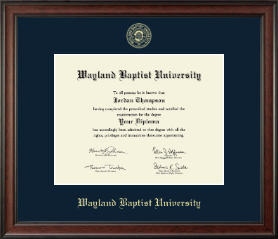 Wayland Baptist University diploma frame - Gold Embossed Diploma Frame in Studio