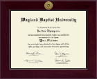 Wayland Baptist University diploma frame - Century Gold Engraved Diploma Frame in Cordova