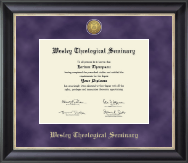 Wesley Theological Seminary Gold Engraved Medallion Diploma Frame in Noir