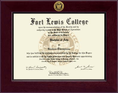 Fort Lewis College diploma frame - Century Gold Engraved Diploma Frame in Cordova