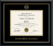 Maine Society of Certified Public Accountants diploma frame - Gold Embossed Diploma Frame in Onyx Gold