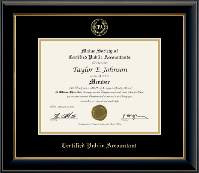 Maine Society of Certified Public Accountants diploma frame - Gold Embossed Diploma Frame in Onyx Gold