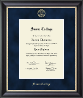 Snow College Gold Embossed Diploma Frame in Noir