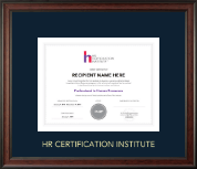 Human Resource Certification Institute Gold Embossed Certificate Frame in Studio
