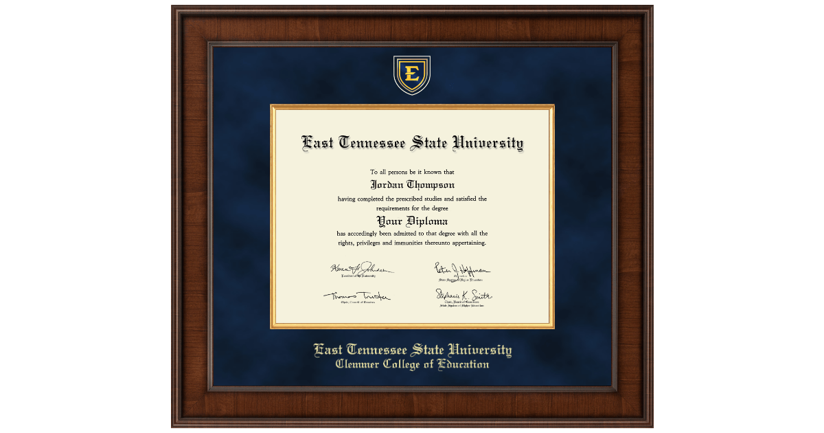ETSU Clemmer College of Education Diploma Frames
