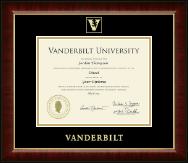 Vanderbilt University Gold Embossed Diploma Frame in Murano