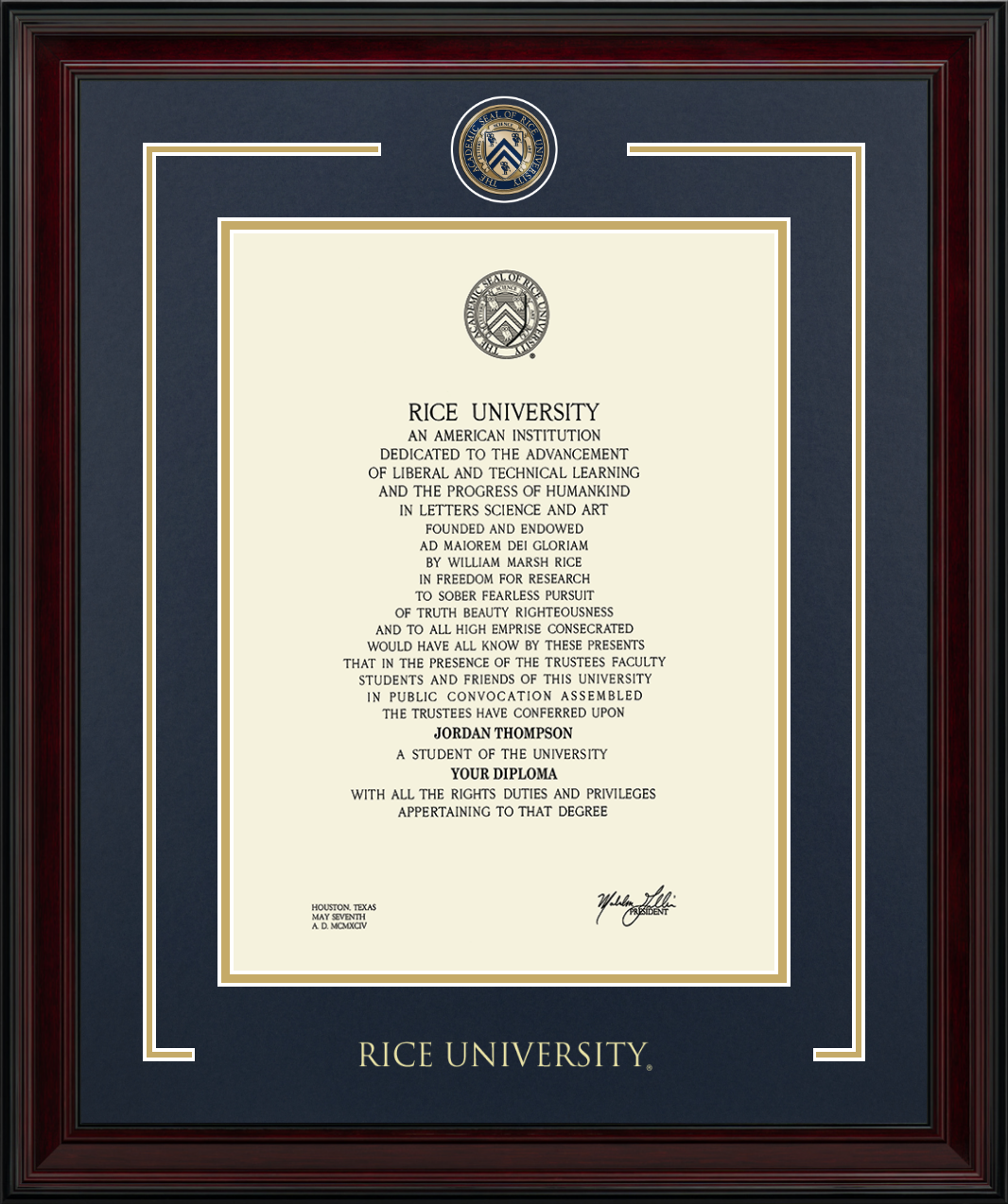 Rice University Showcase Edition Diploma Frame in Encore - Item #268743 ...