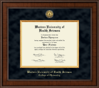 Western University of Health Sciences Presidential Gold Engraved Diploma Frame in Madison